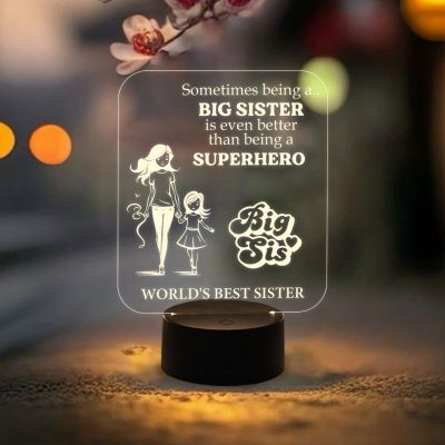 World Best Sister Night Lamp with Warm White Light | USB Cable | Best Gift for Sister